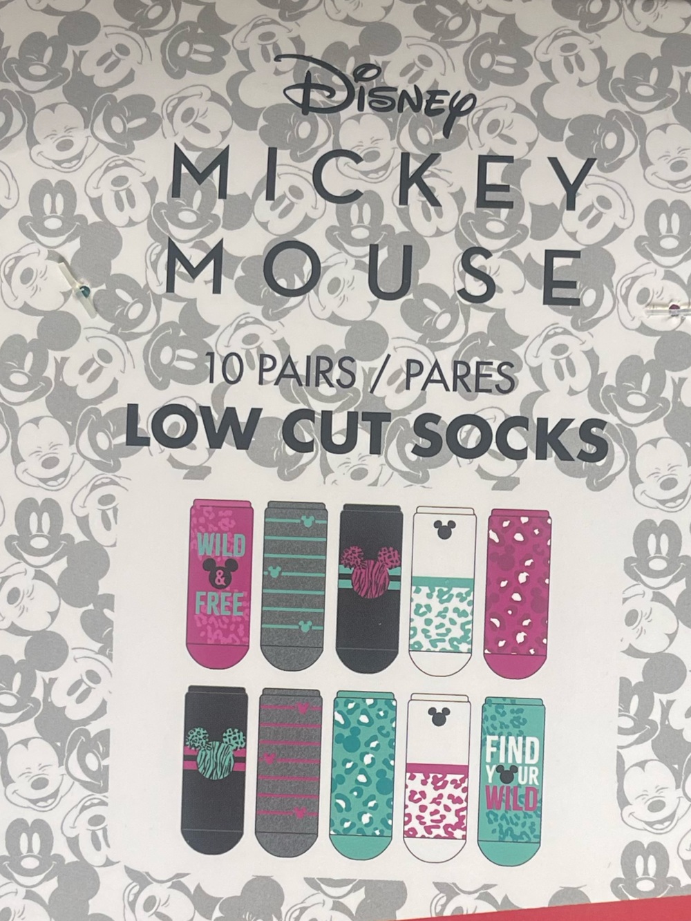 Disney Mickey Mouse Low Cut Socks - Teal & Pink Assortment (10 Pairs)